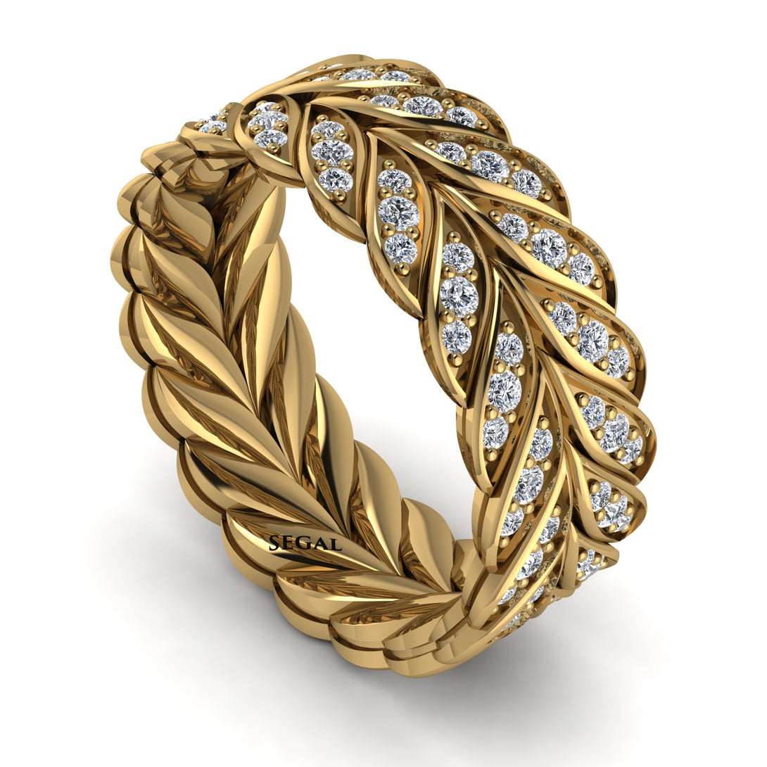 Diamond Eternity Leaf Gold Wedding Ring - Kara No. 1