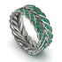 Emerald Eternity Leaf Gold Wedding Ring - Kara No. 6 image 1
