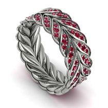 Ruby Eternity Leaf Gold Wedding Ring - Kara No. 12 image 1
