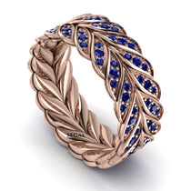 Sapphire Eternity Leaf Gold Wedding Ring - Kara No. 14 image 1