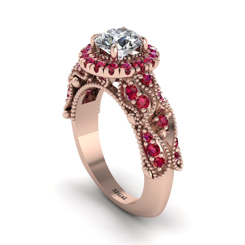 Exclusive Halo Diamond Milgrain Engagement Ring - Kendra No. 47