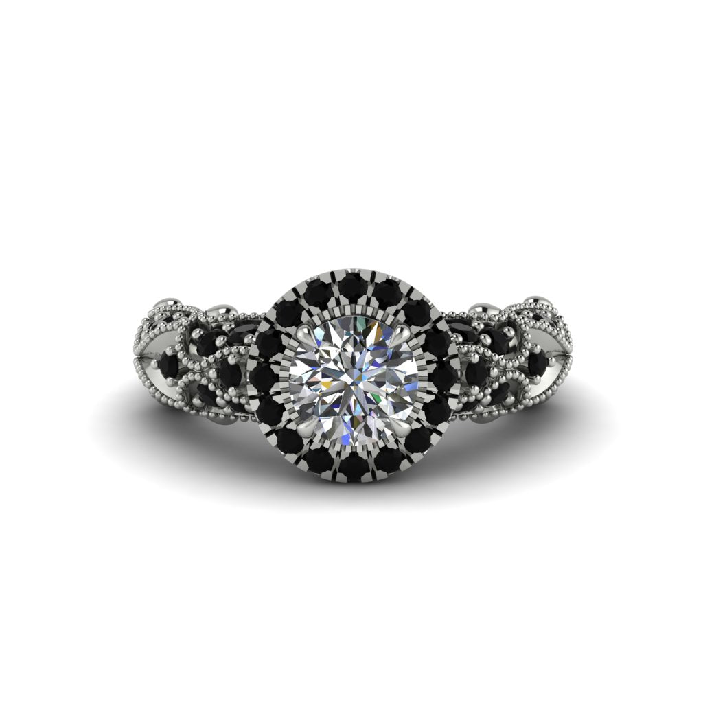 Exclusive Halo Diamond Milgrain Engagement Ring - Kendra No. 33