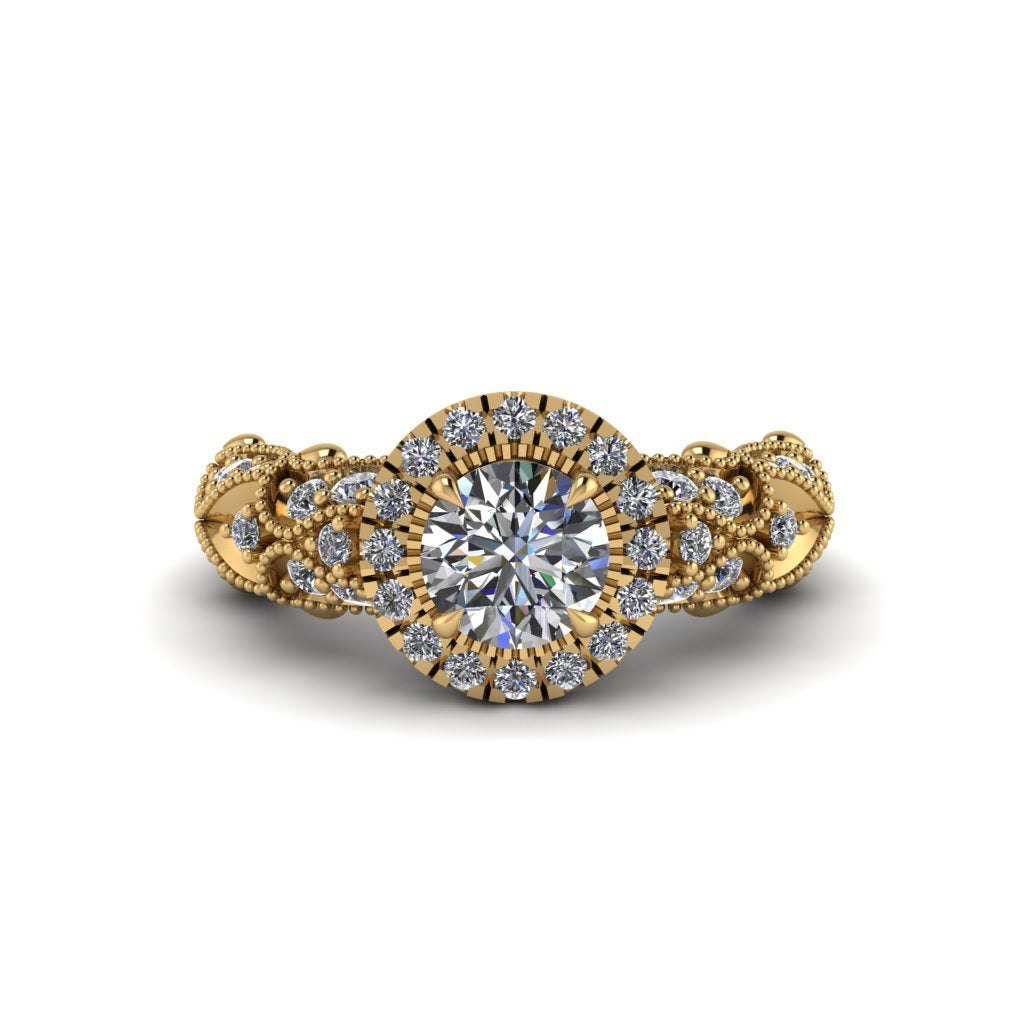 Exclusive Halo Diamond Milgrain Engagement Ring - Kendra No. 1