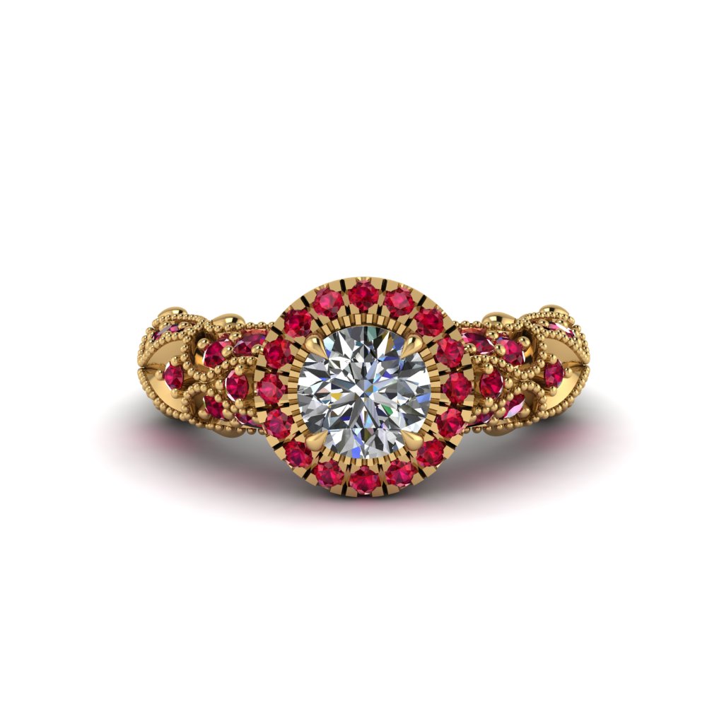 Exclusive Halo Diamond Milgrain Engagement Ring - Kendra No. 46