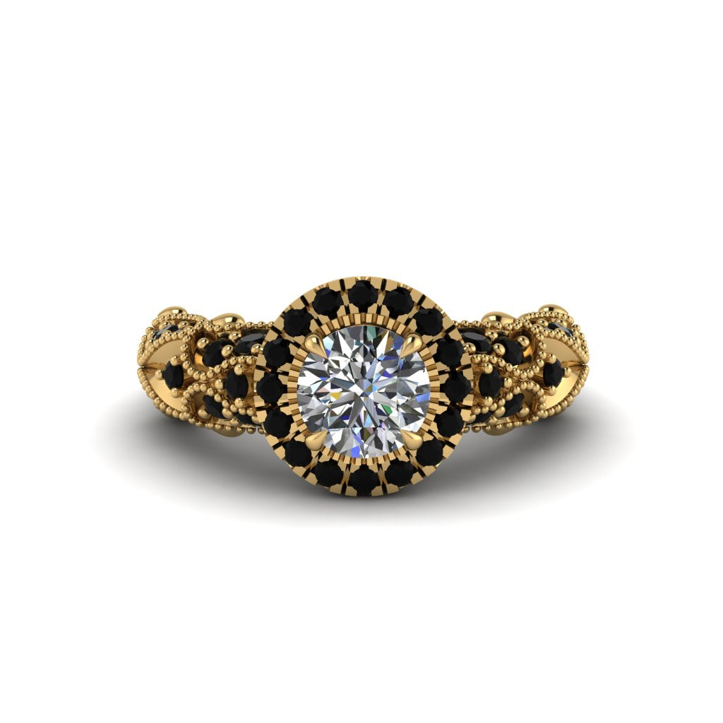 Exclusive Halo Diamond Milgrain Engagement Ring - Kendra No. 31