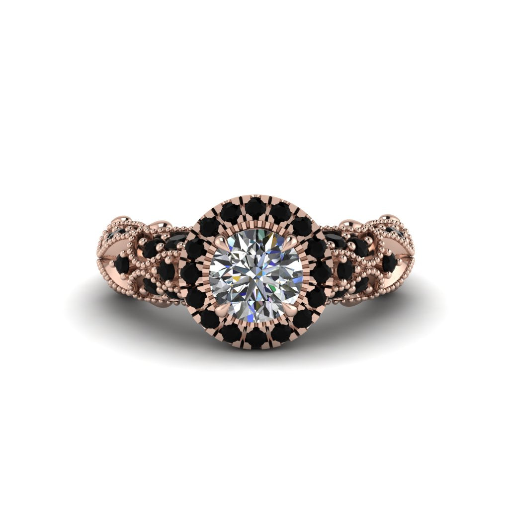 Exclusive Halo Diamond Milgrain Engagement Ring - Kendra No. 32