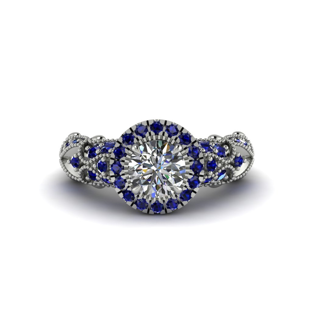 Exclusive Halo Diamond Milgrain Engagement Ring - Kendra No. 63