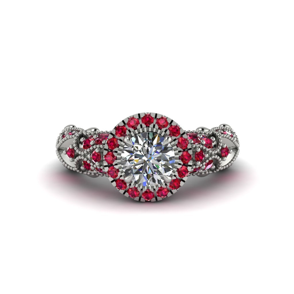Exclusive Halo Diamond Milgrain Engagement Ring - Kendra No. 48
