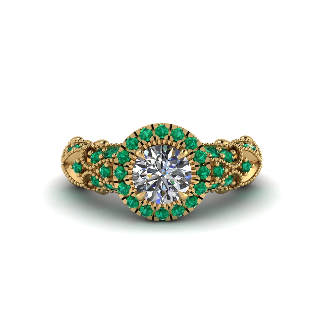 Exclusive Halo Diamond Milgrain Engagement Ring - Kendra No. 16