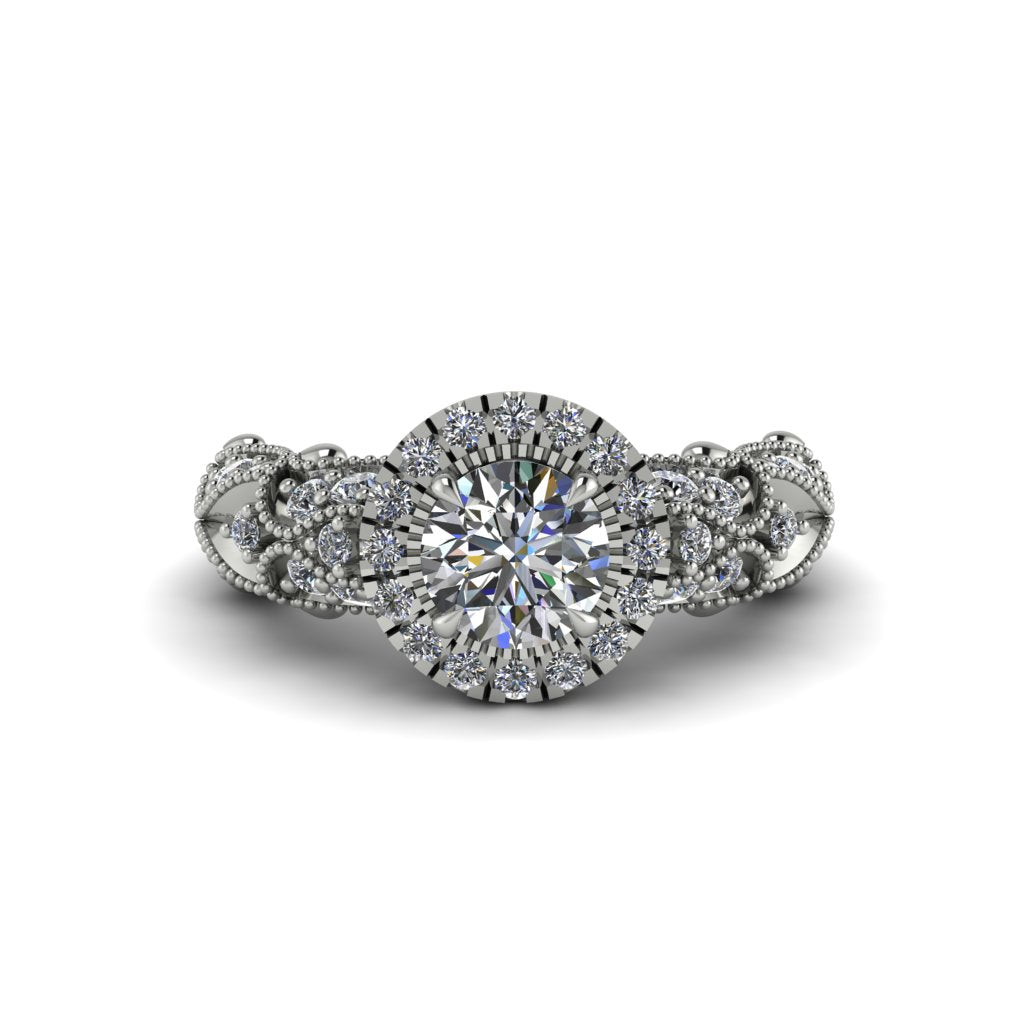 Exclusive Halo Diamond Milgrain Engagement Ring - Kendra No. 3