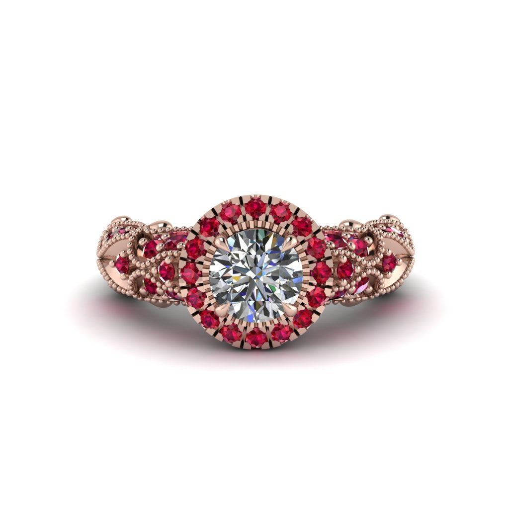 Exclusive Halo Diamond Milgrain Engagement Ring - Kendra No. 47