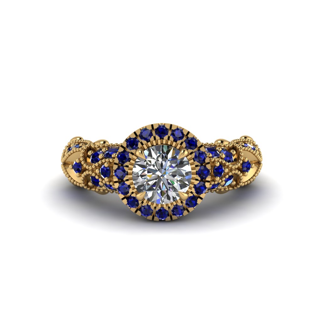 Exclusive Halo Diamond Milgrain Engagement Ring - Kendra No. 61