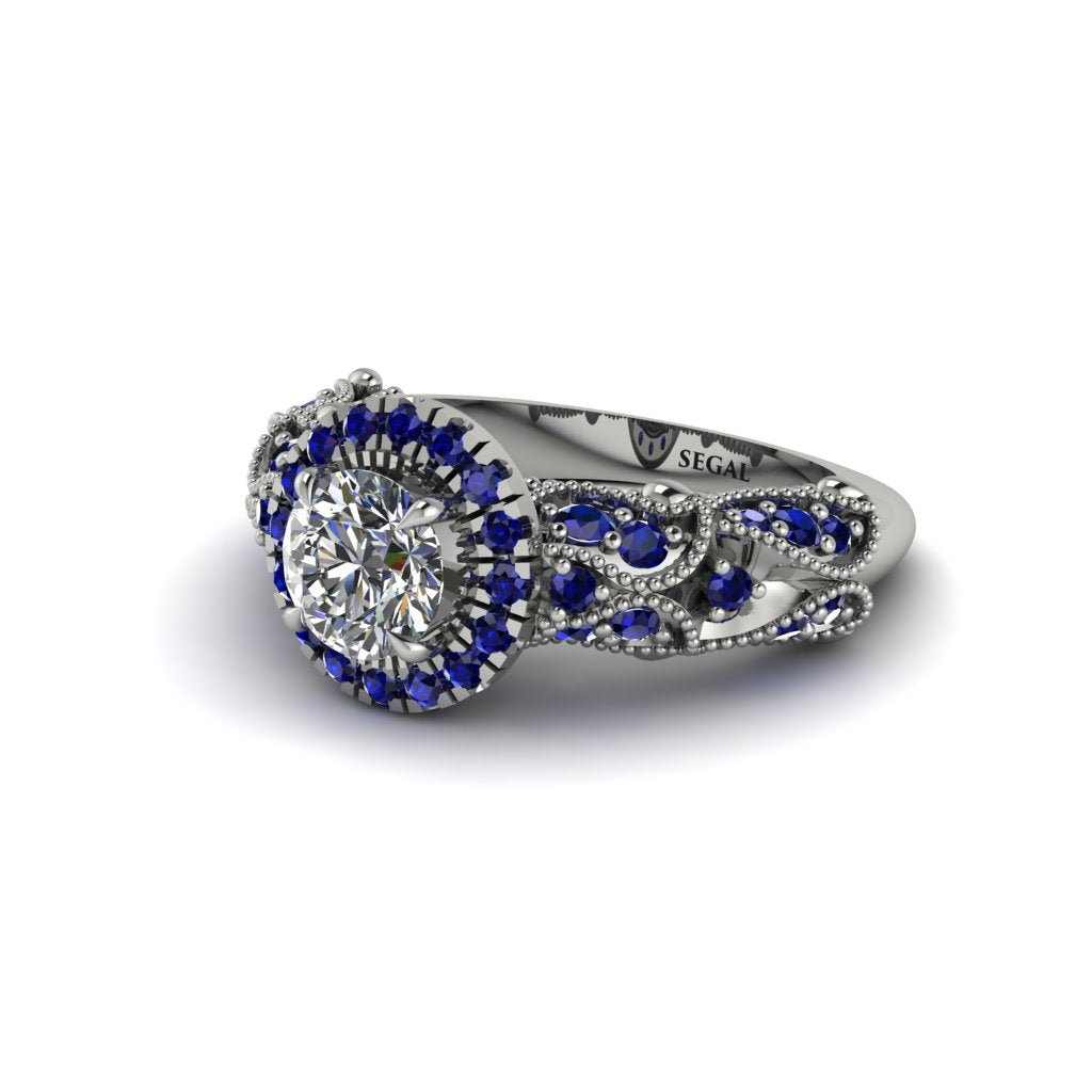 Exclusive Halo Diamond Milgrain Engagement Ring - Kendra No. 63