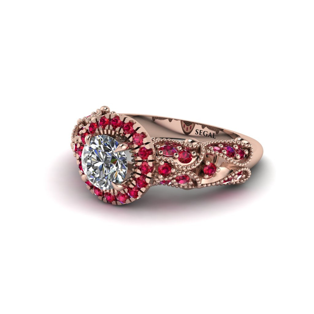 Exclusive Halo Diamond Milgrain Engagement Ring - Kendra No. 47
