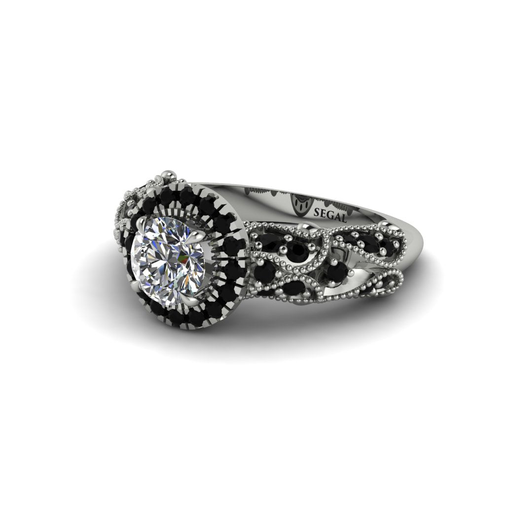 Exclusive Halo Diamond Milgrain Engagement Ring - Kendra No. 33