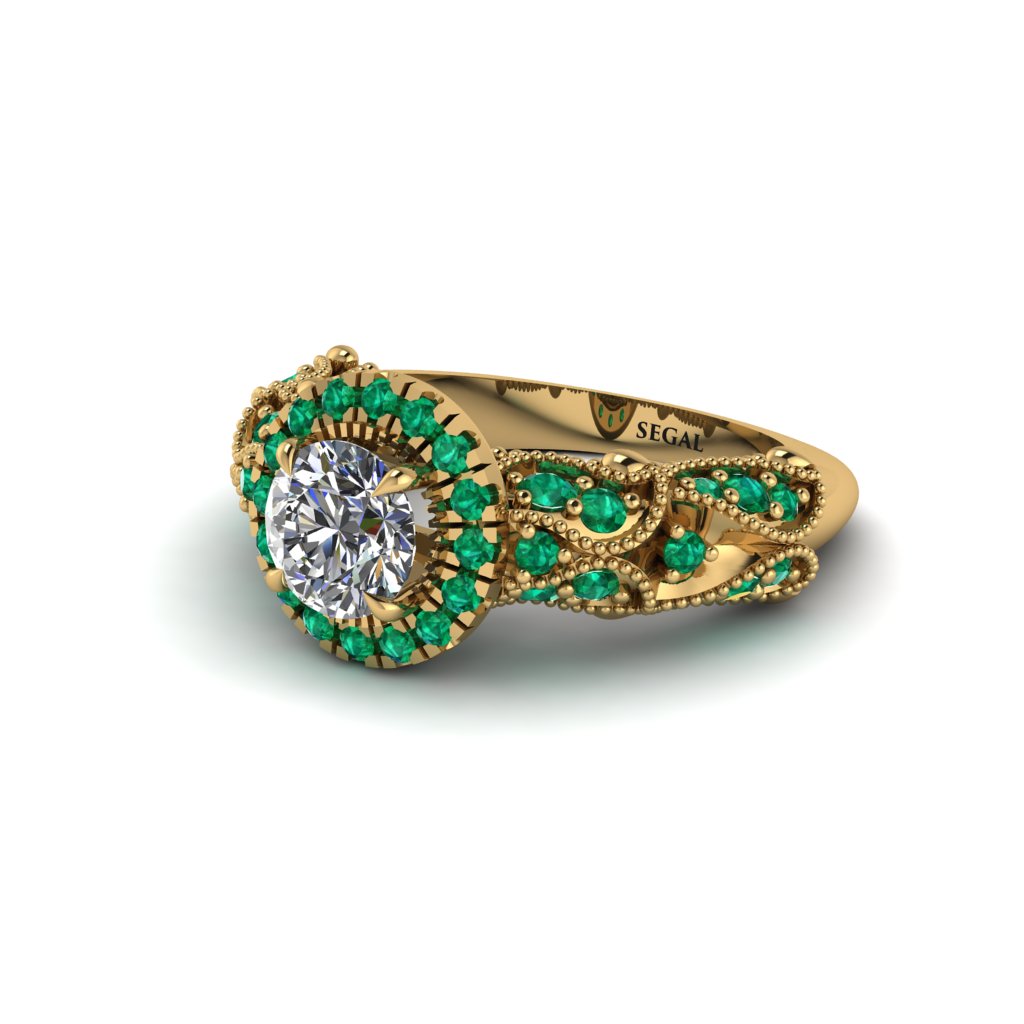 Exclusive Halo Diamond Milgrain Engagement Ring - Kendra No. 16