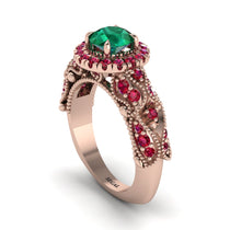 Exclusive Halo Emerald Milgrain Engagement Ring - Kendra No. 50 image 1
