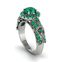 Exclusive Halo Emerald Milgrain Engagement Ring - Kendra No. 21 image 1