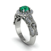 Exclusive Halo Emerald Milgrain Engagement Ring - Kendra No. 6 image 1