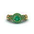 Exclusive Halo Emerald Milgrain Engagement Ring - Kendra No. 19