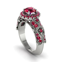 Exclusive Halo Ruby Milgrain Engagement Ring - Kendra No. 57 image 1