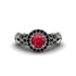 Exclusive Halo Ruby Milgrain Engagement Ring - Kendra No. 42