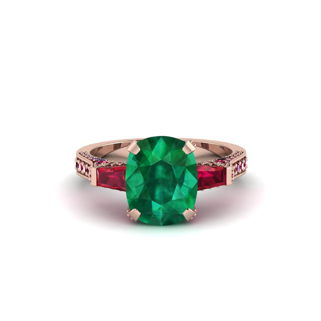 Exclusive Handmade Emerald Geometrical Engagement Ring - Yolanda No. 50