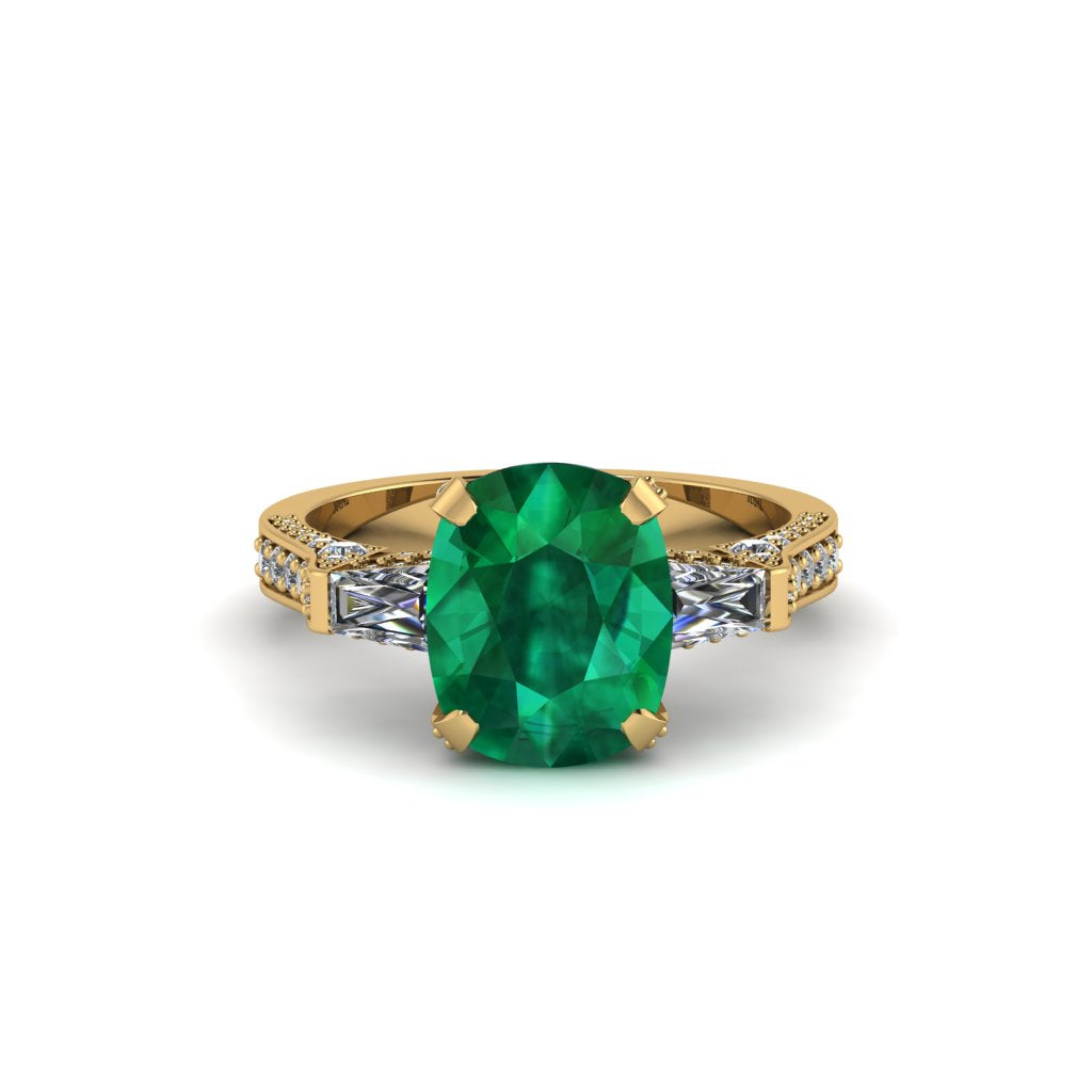 Exclusive Handmade Emerald Geometrical Engagement Ring - Yolanda No. 4