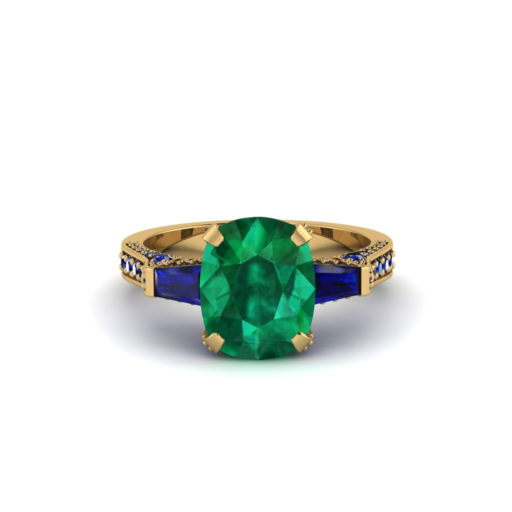 Exclusive Handmade Emerald Geometrical Engagement Ring - Yolanda No. 64