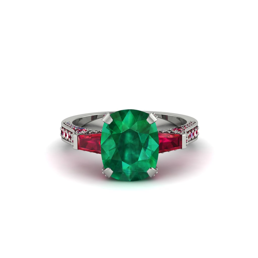 Exclusive Handmade Emerald Geometrical Engagement Ring - Yolanda No. 51
