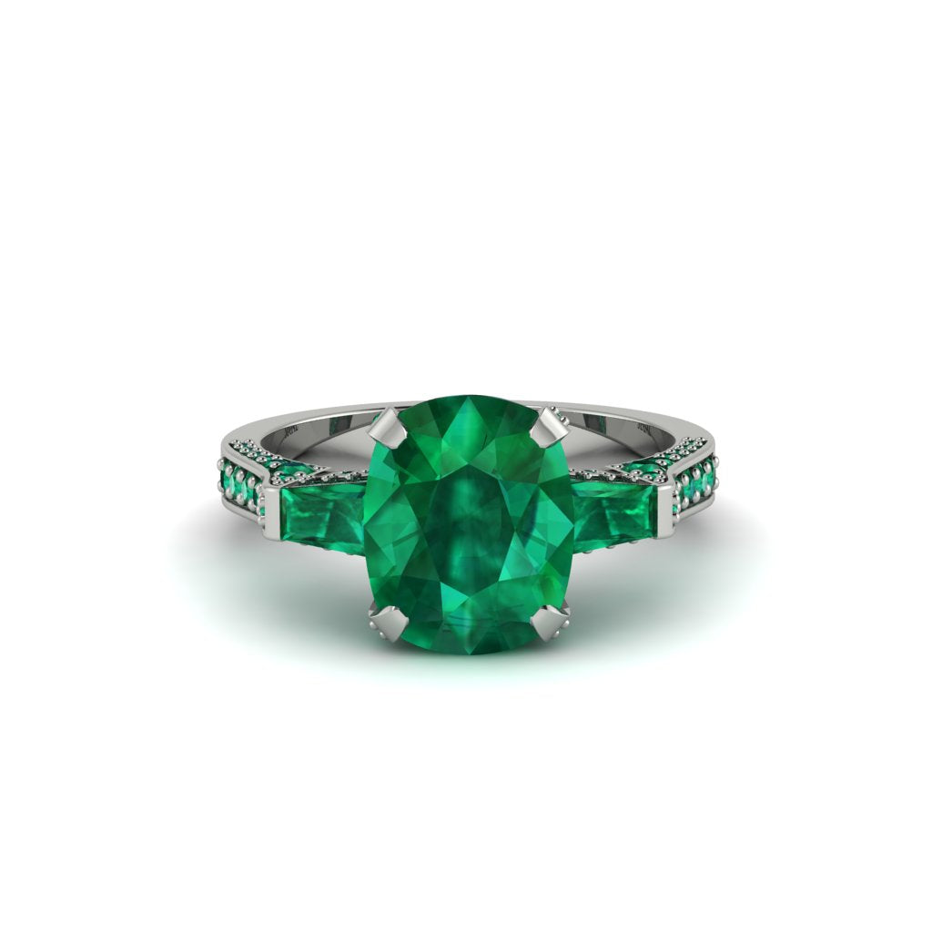 Exclusive Handmade Emerald Geometrical Engagement Ring - Yolanda No. 21