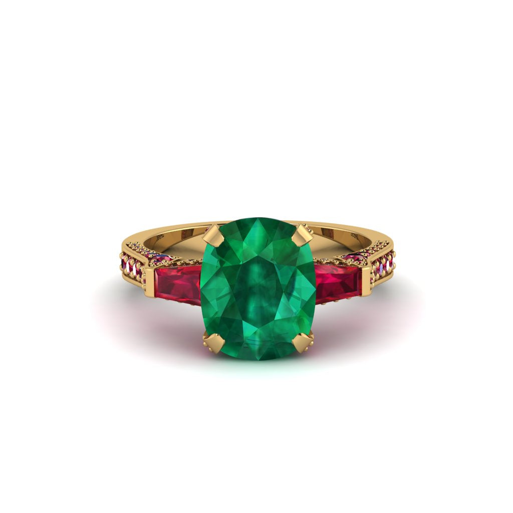 Exclusive Handmade Emerald Geometrical Engagement Ring - Yolanda No. 49