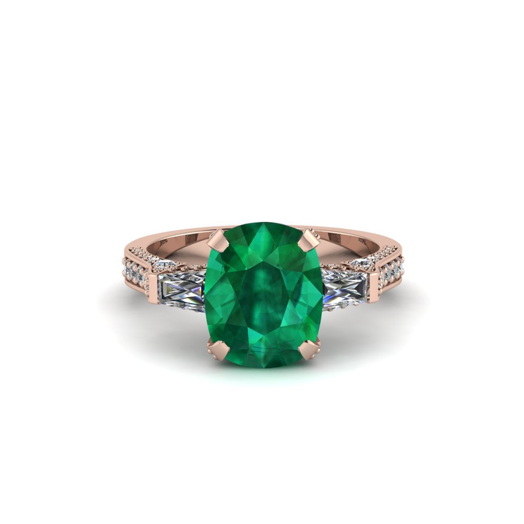 Exclusive Handmade Emerald Geometrical Engagement Ring - Yolanda No. 5