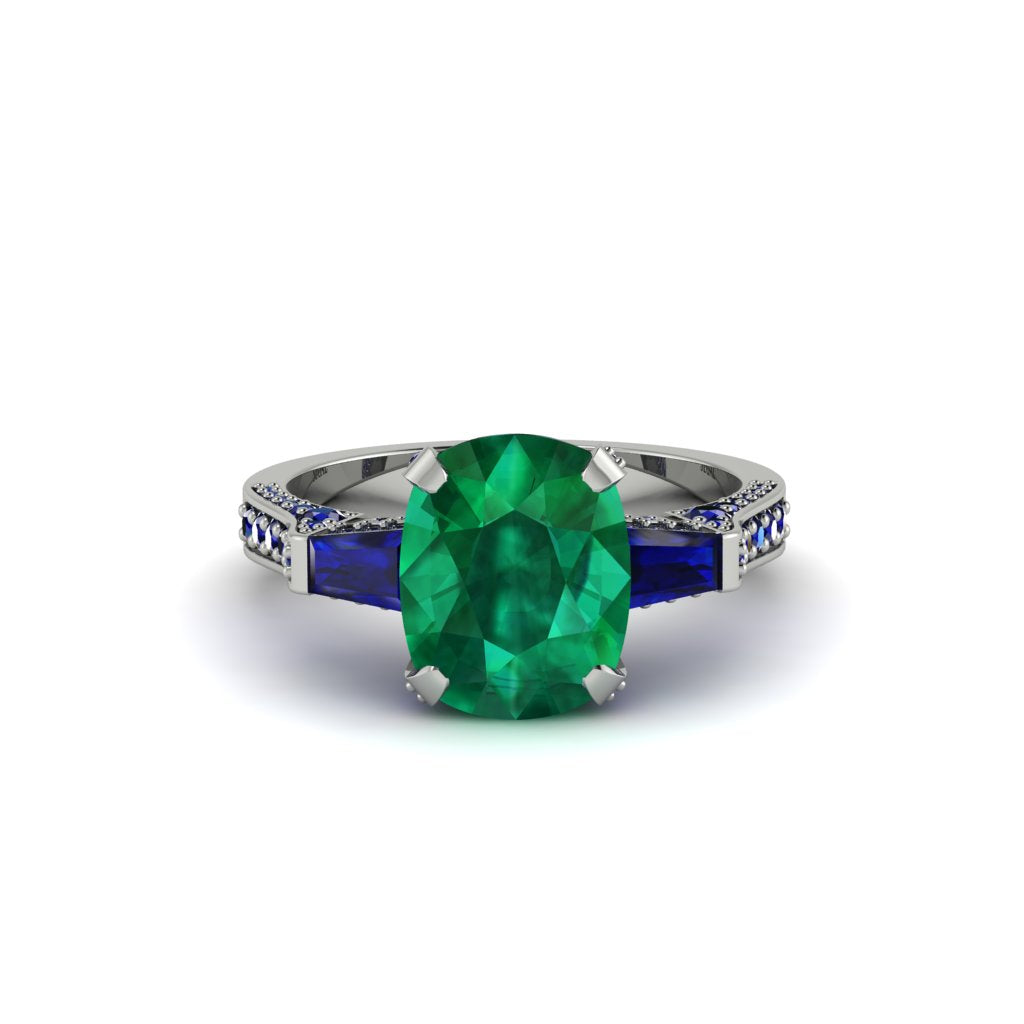 Exclusive Handmade Emerald Geometrical Engagement Ring - Yolanda No. 66