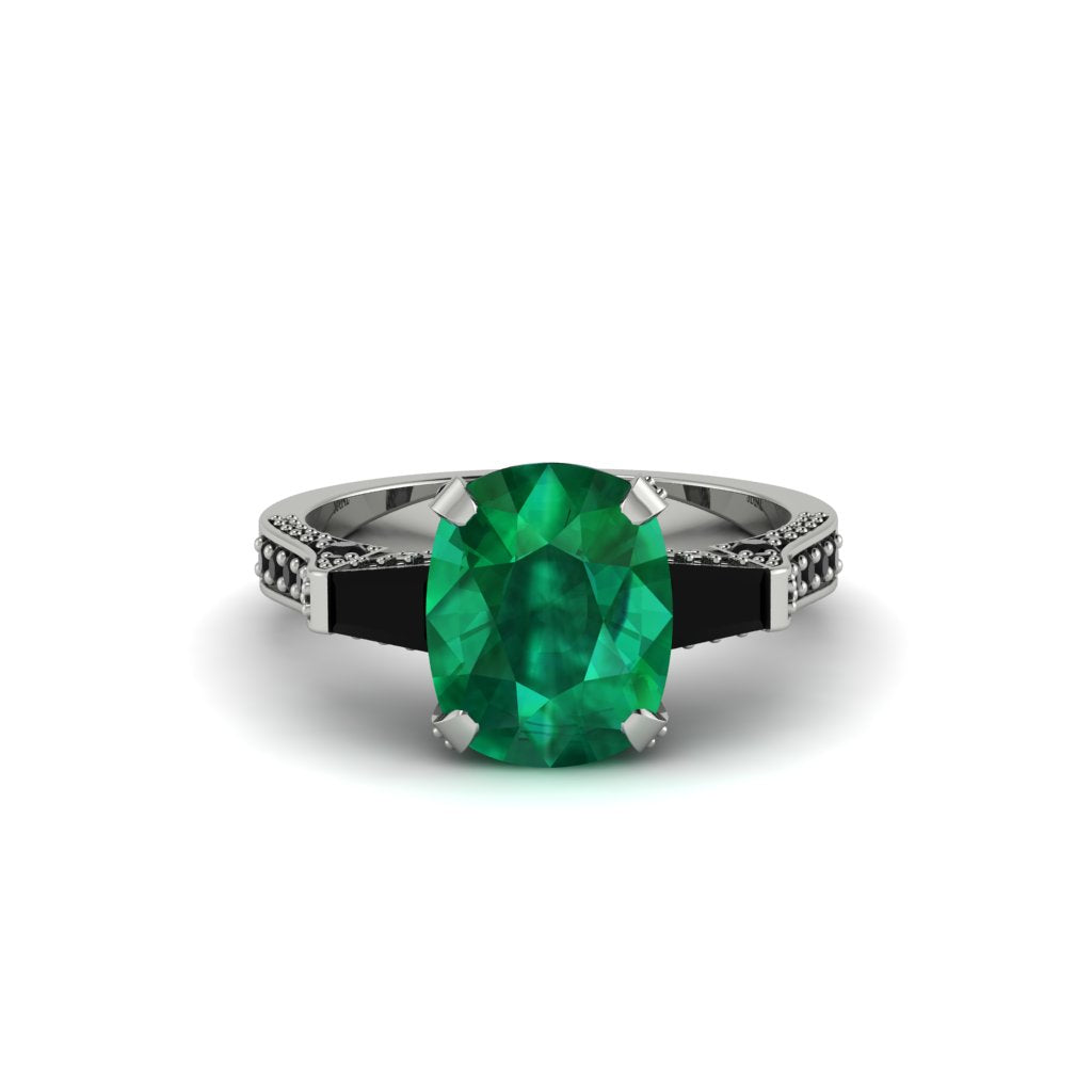 Exclusive Handmade Emerald Geometrical Engagement Ring - Yolanda No. 36