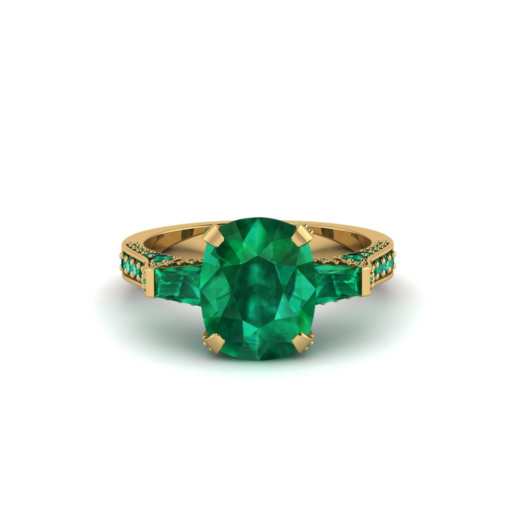 Exclusive Handmade Emerald Geometrical Engagement Ring - Yolanda No. 19