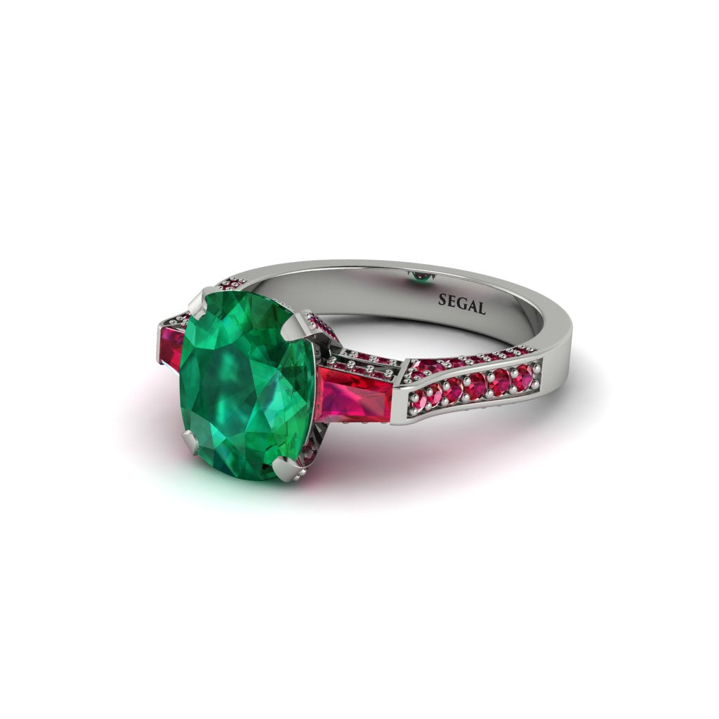 Exclusive Handmade Emerald Geometrical Engagement Ring - Yolanda No. 51