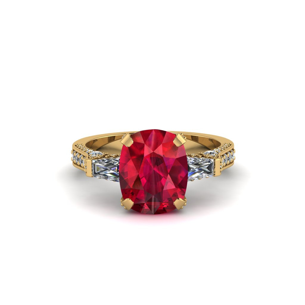 Exclusive Handmade Ruby Geometrical Engagement Ring - Yolanda No. 10