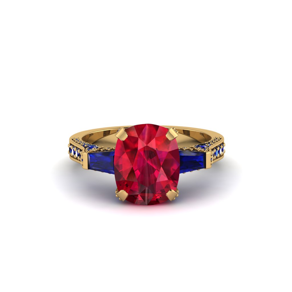 Exclusive Handmade Ruby Geometrical Engagement Ring - Yolanda No. 70