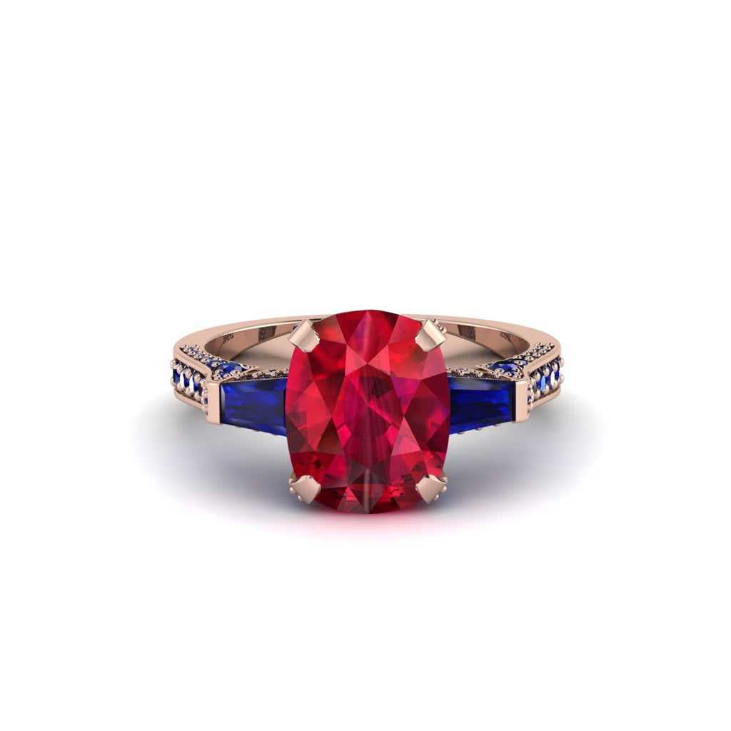Exclusive Handmade Ruby Geometrical Engagement Ring - Yolanda No. 71