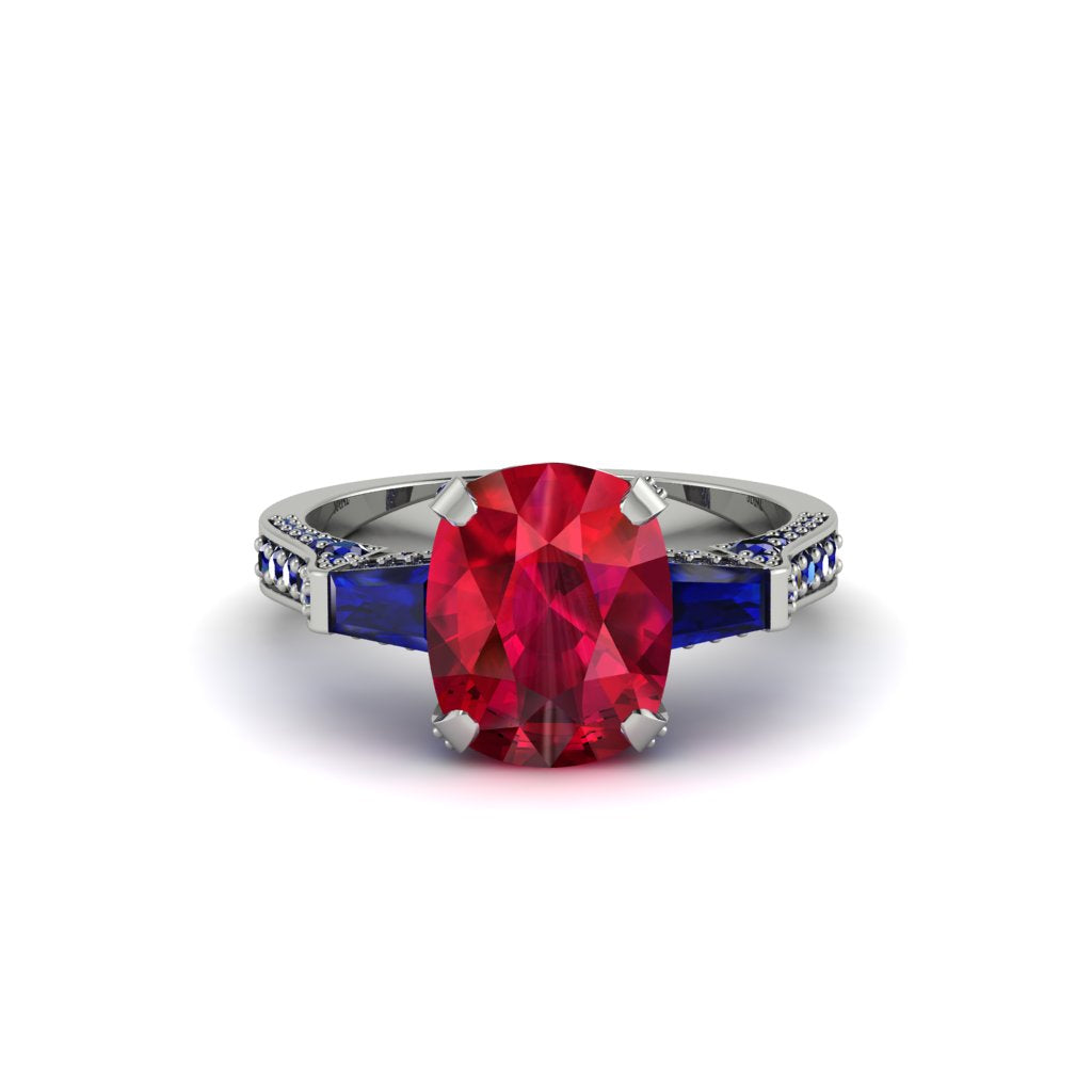 Exclusive Handmade Ruby Geometrical Engagement Ring - Yolanda No. 72