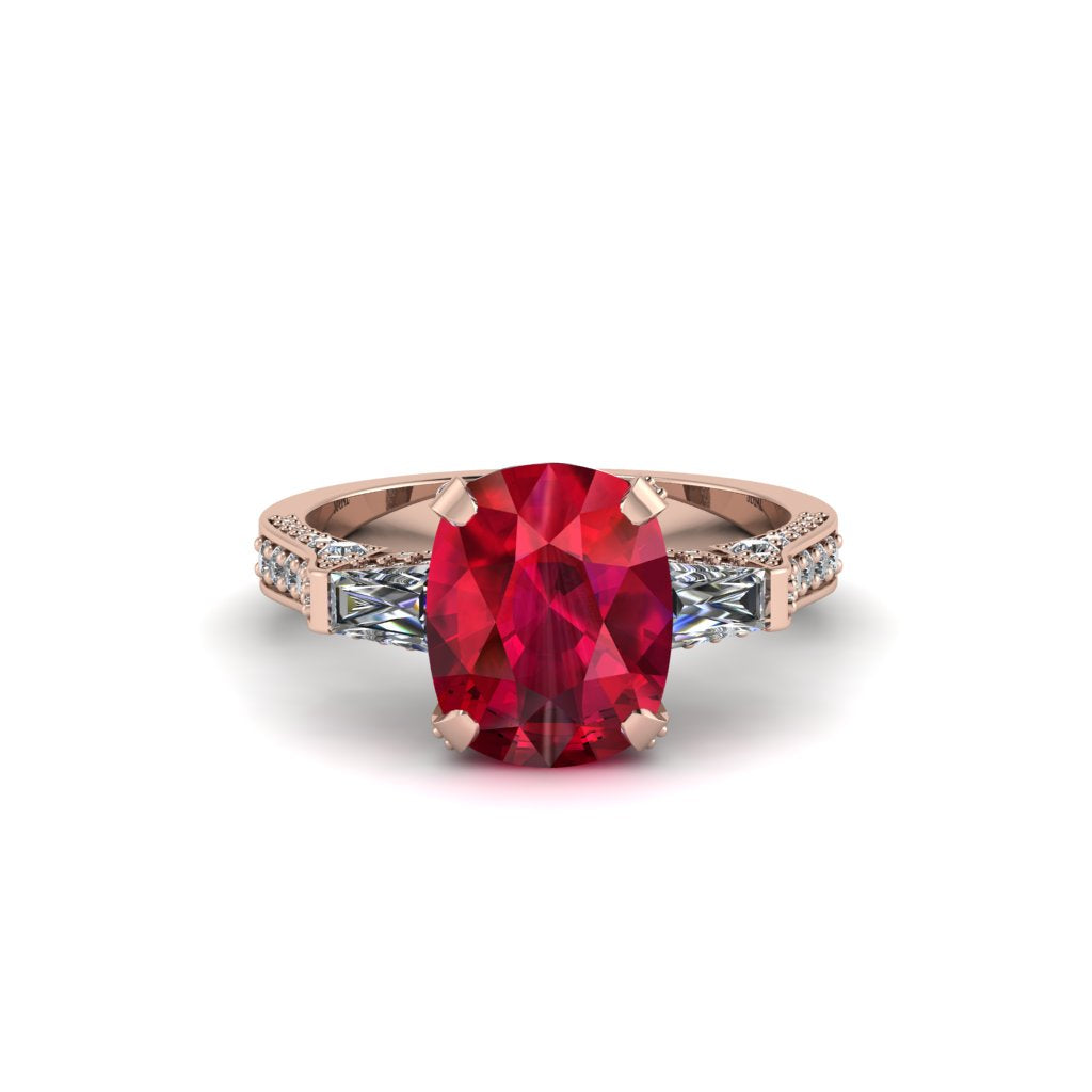Exclusive Handmade Ruby Geometrical Engagement Ring - Yolanda No. 11