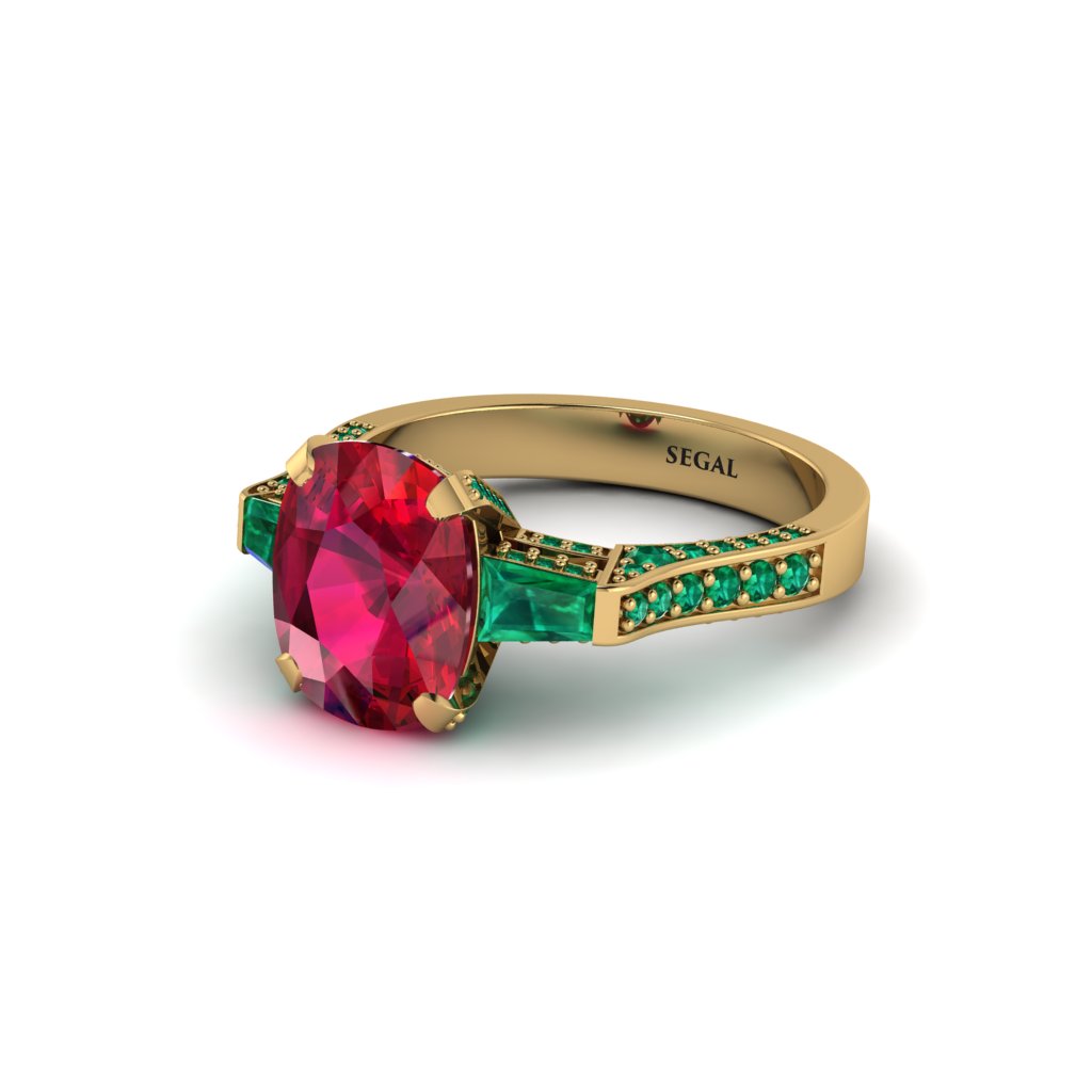 Exclusive Handmade Ruby Geometrical Engagement Ring - Yolanda No. 25