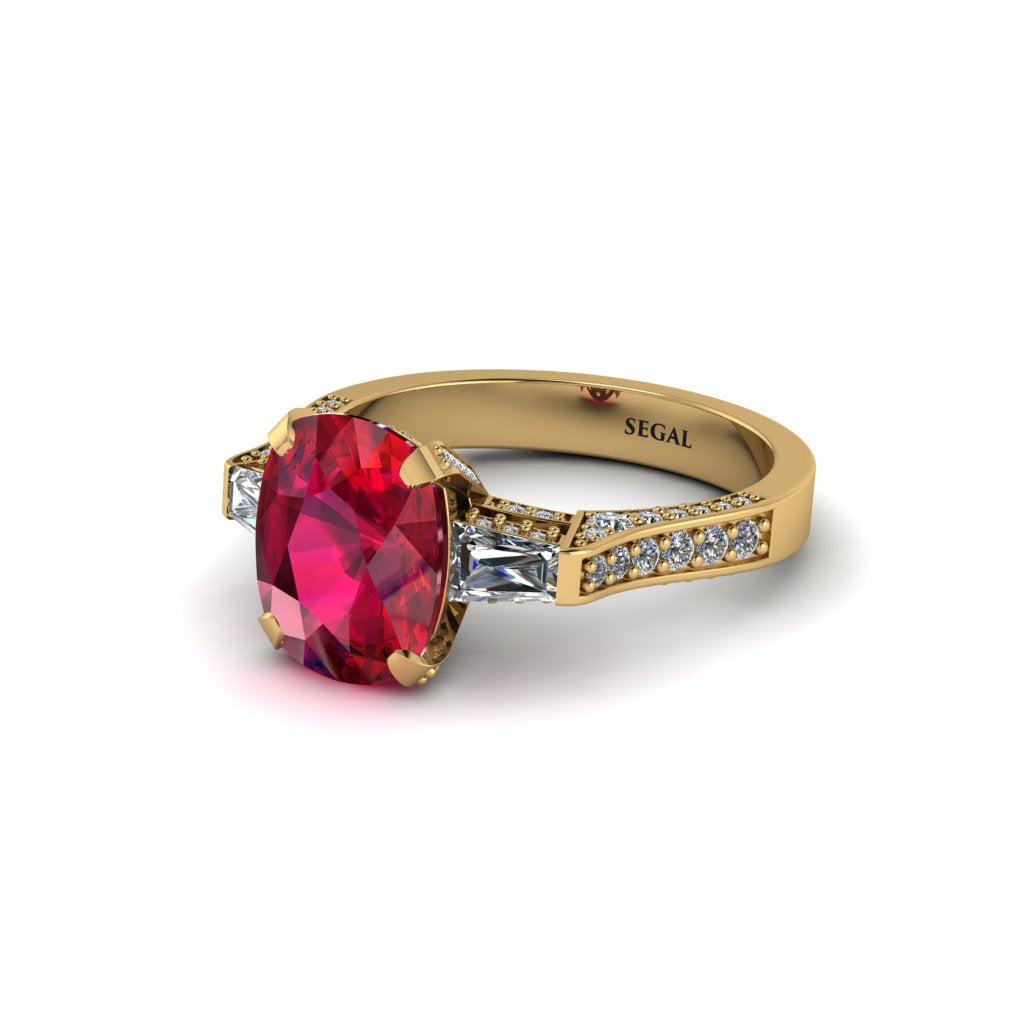 Exclusive Handmade Ruby Geometrical Engagement Ring - Yolanda No. 10