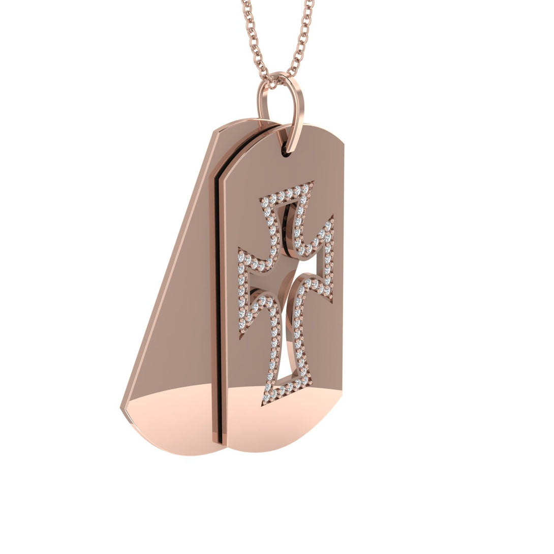 Exquisite Military-Inspired Cross Diamond Gold Necklace - Louis No. 2