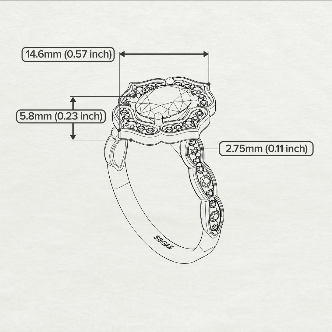 Decorated Halo Oval Yellow Diamond Engagement Ring - Faith No. 1015
