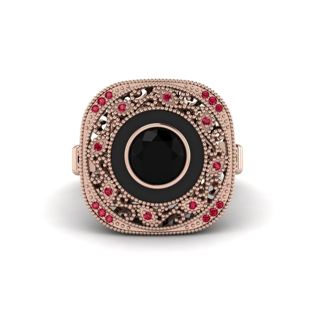 Fancy Art Deco Black Diamond Ring - Pauline No. 53