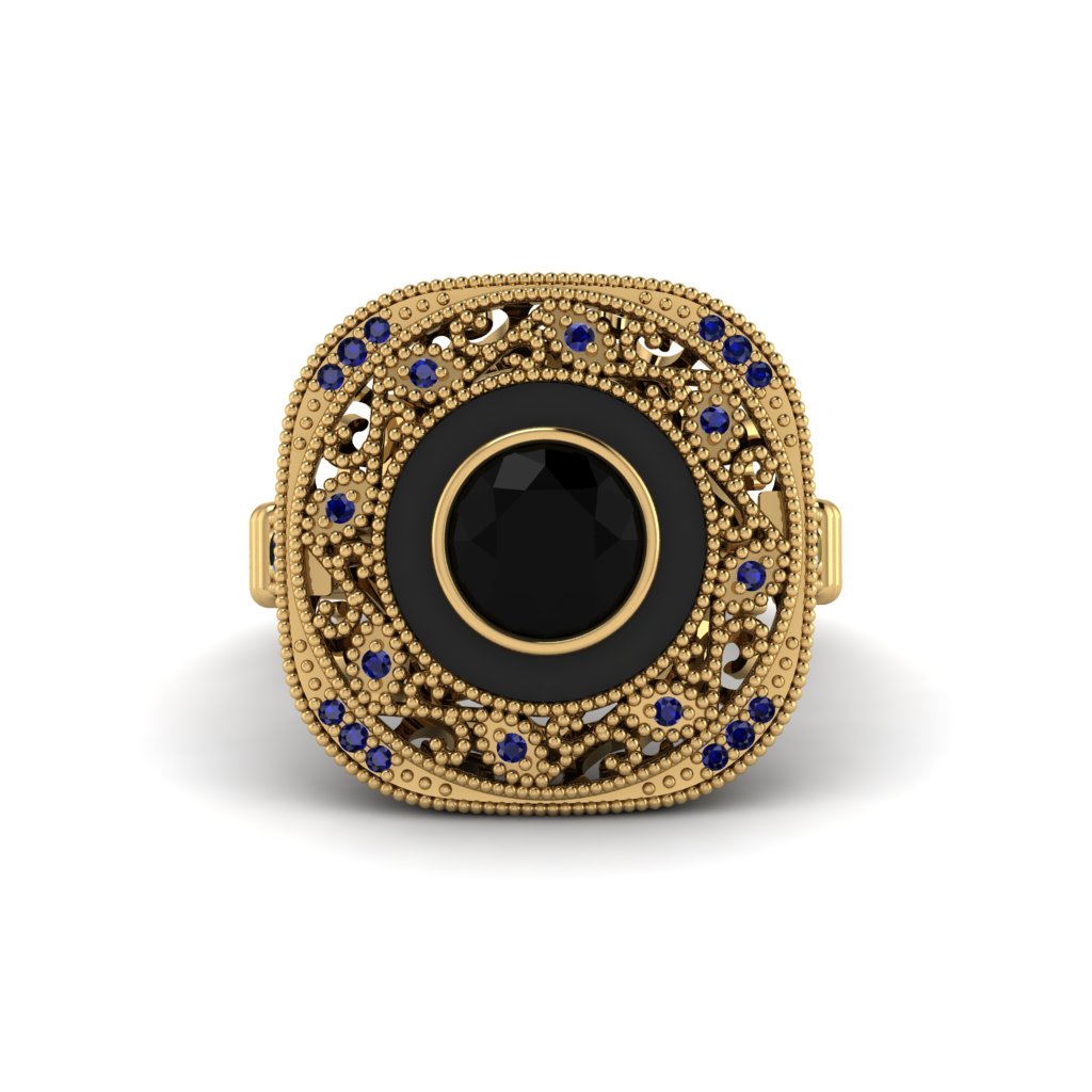 Fancy Art Deco Black Diamond Ring - Pauline No. 67