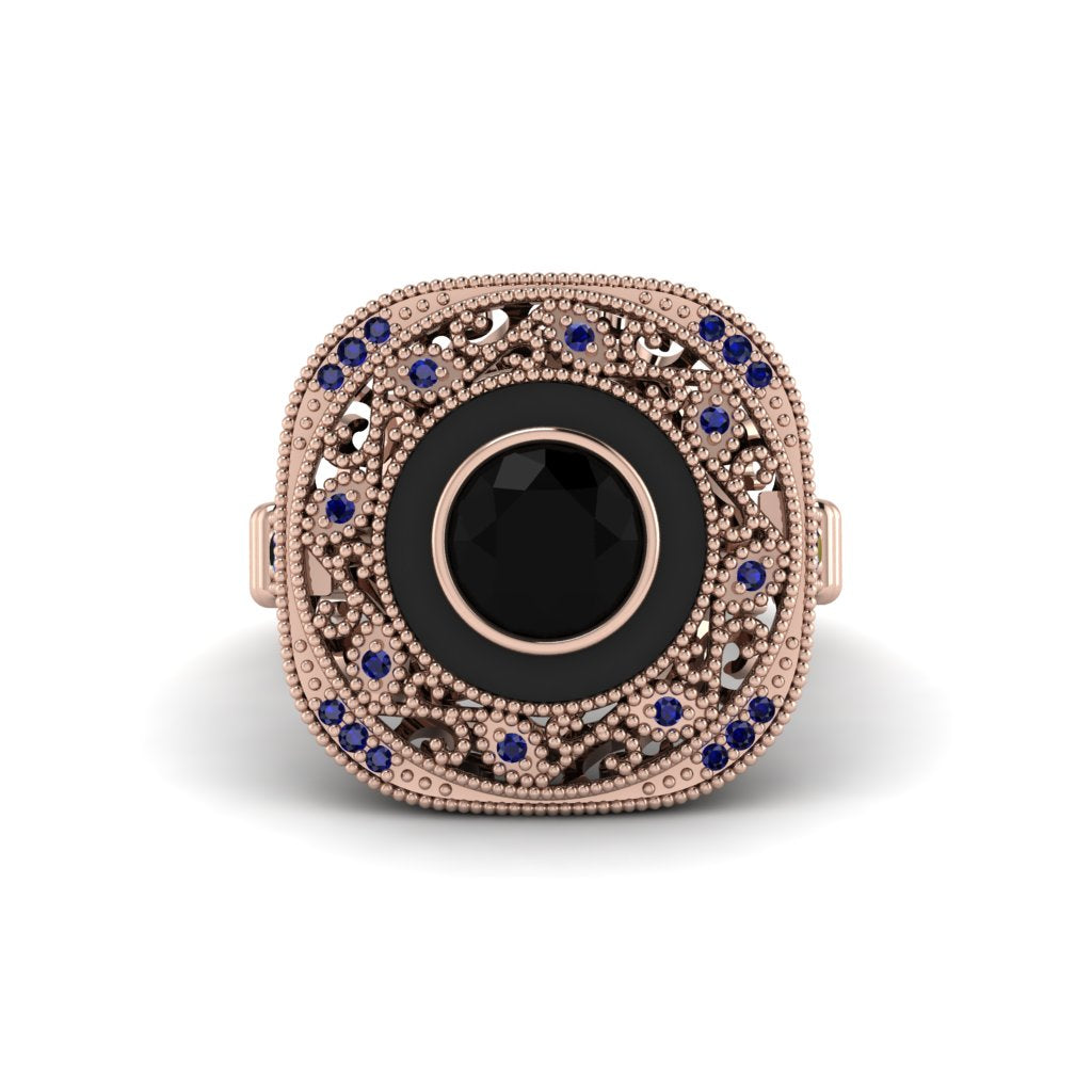 Fancy Art Deco Black Diamond Ring - Pauline No. 68