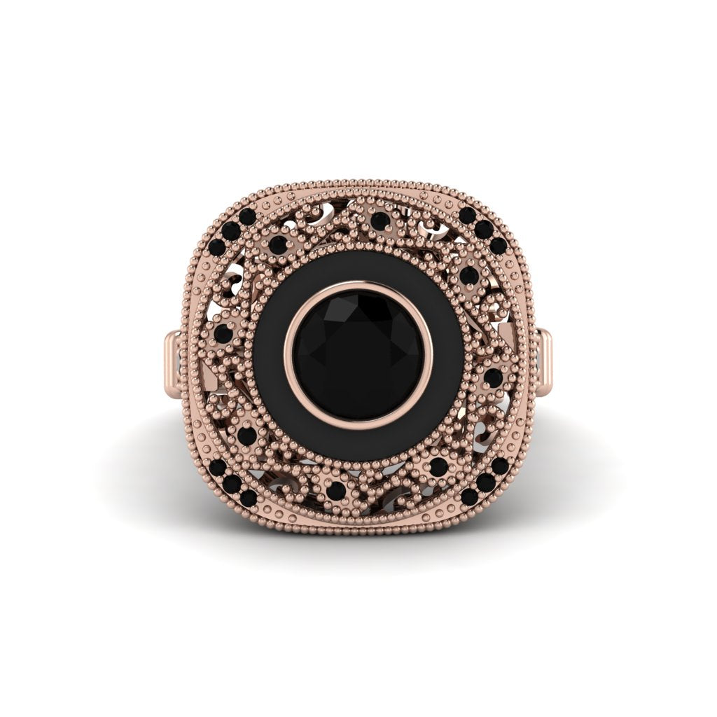 Fancy Art Deco Black Diamond Ring - Pauline No. 38